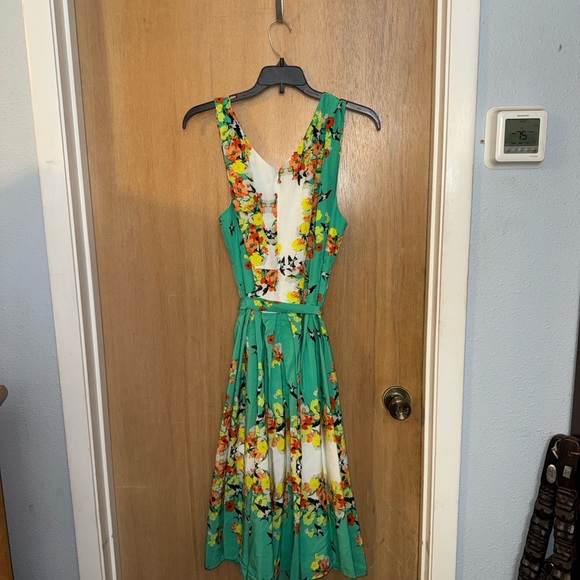 Rabbit Rabbit Rabbit Floral Sleeveless Dress with Birds and Belt Size 16W - Picture 5 of 5